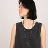 Long African Glass Necklace and Carnelian Pendant