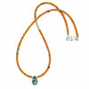 Orange Venetian Glass and Turquoise Drop Pendant Necklace