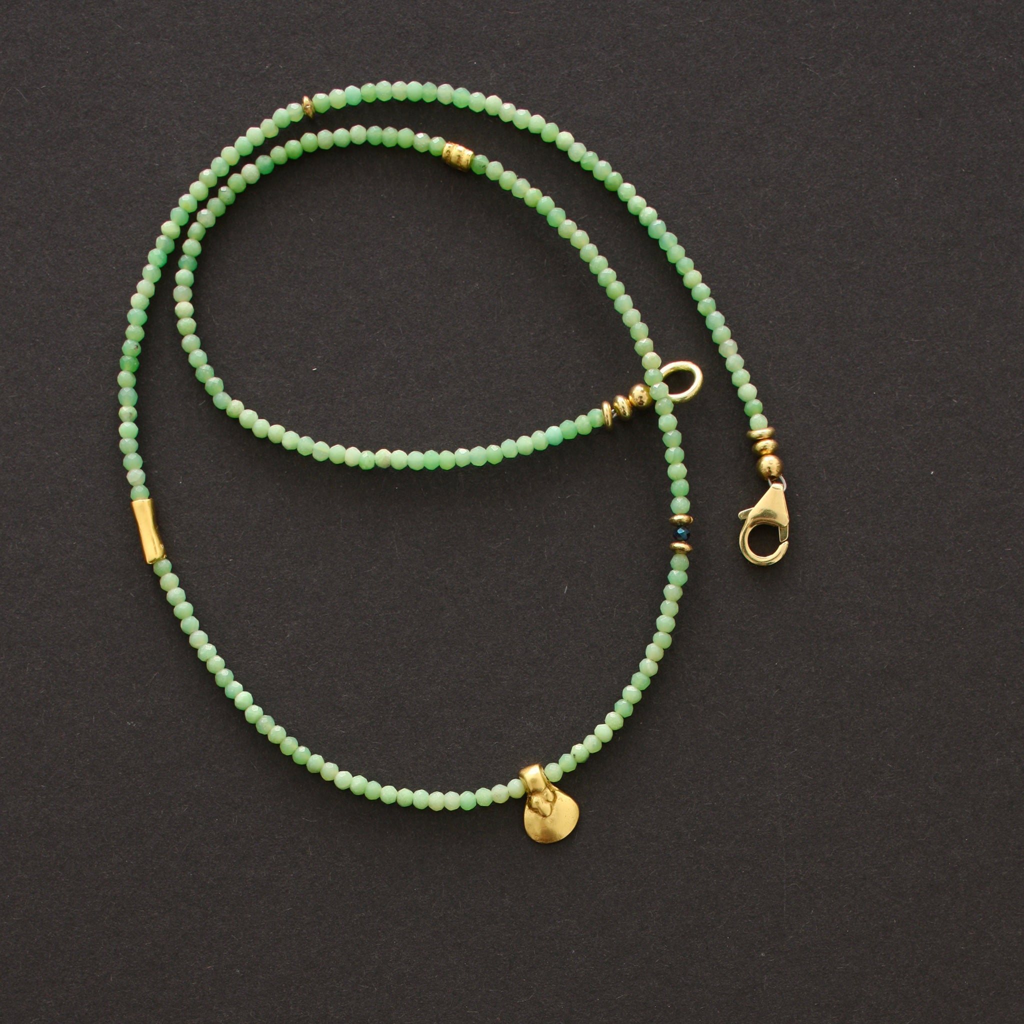 Green Hematite and Aztec Gold Necklace