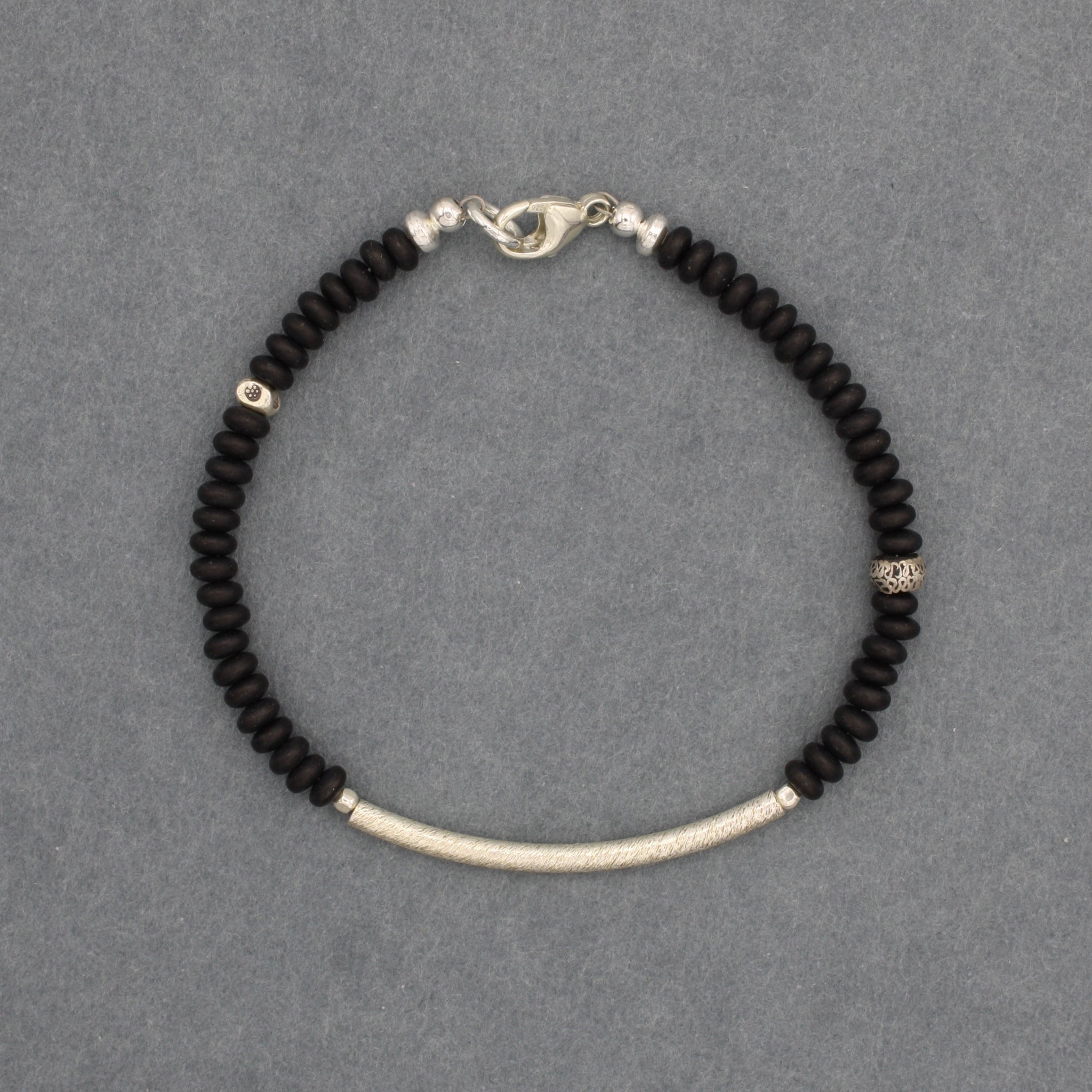 Onyx Silver Rod Bracelet