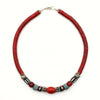 Trade Glass and African Red Vinyl Necklace