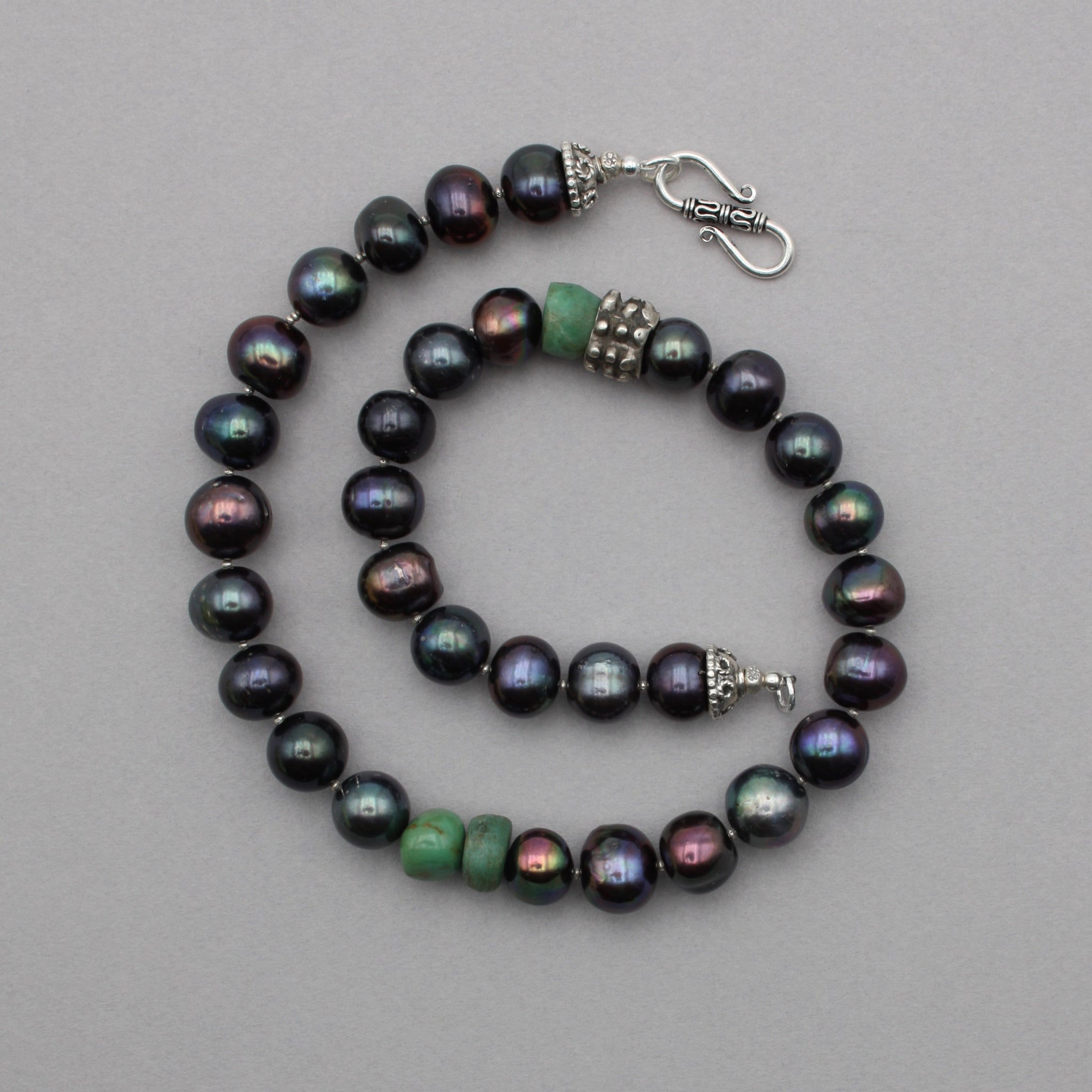 Purple Fresh Water Pearl and Amazonite Necklace