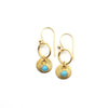 Brushed Gold-plated Disc and Turquoise Earrings