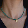 Green Turquoise and Sun Pendant Necklace
