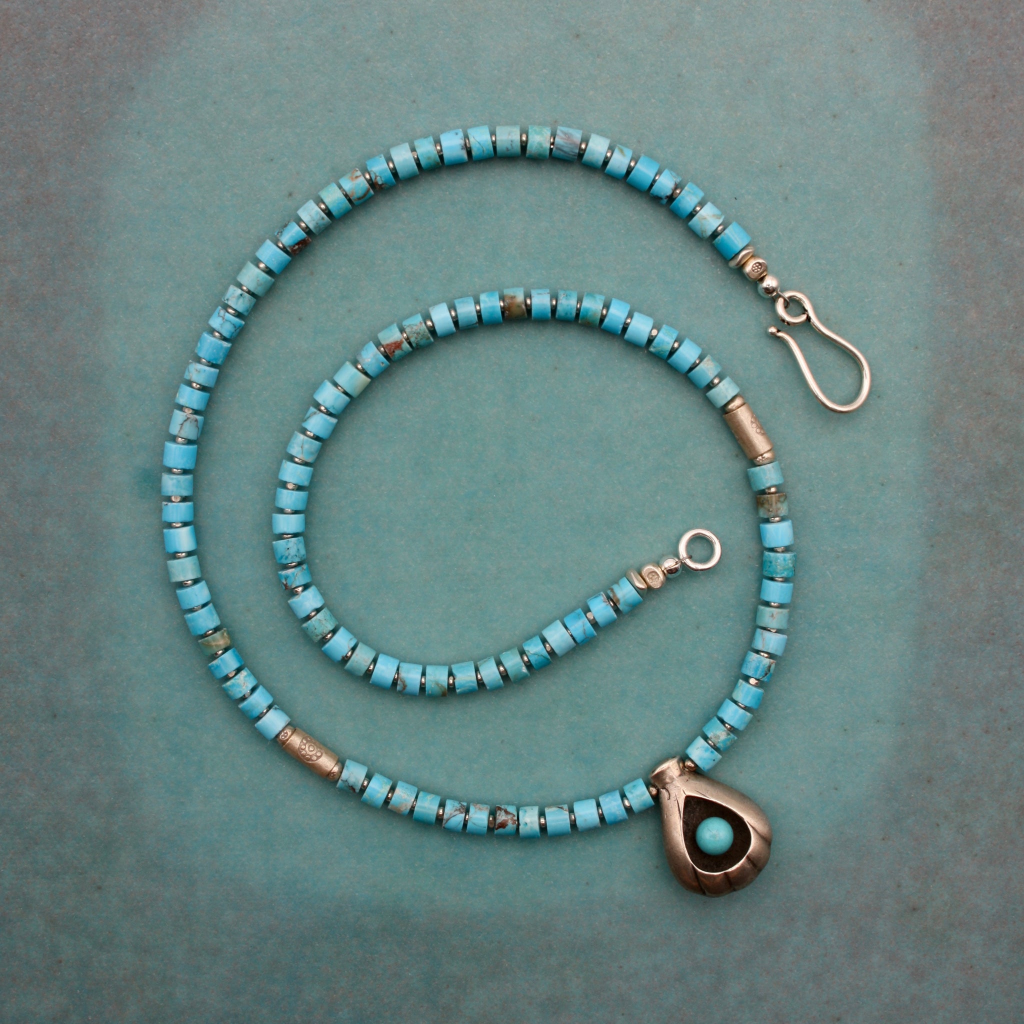 Heishi Turquoise and Navajo Shell Necklace