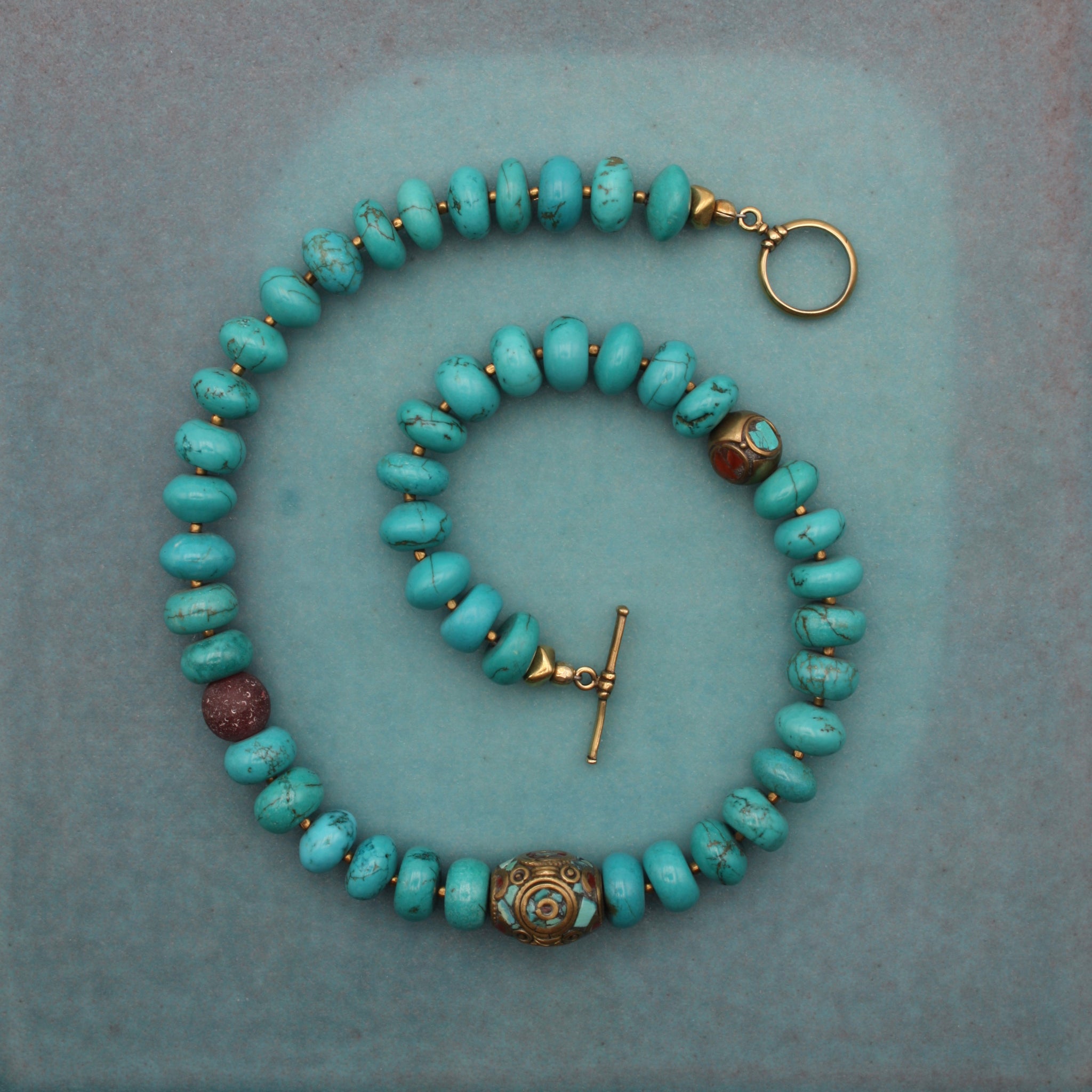 Turquoise Necklace with Nepalese Bead