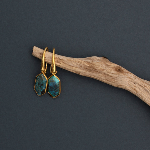 Earrings with Hexagonal Chrysocolls