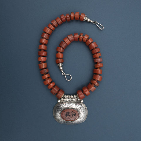 Carnelian Necklace with Afghani Pendant