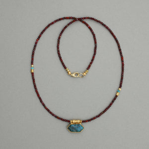 Red Jasper Necklace with Chrysocolla Pendant