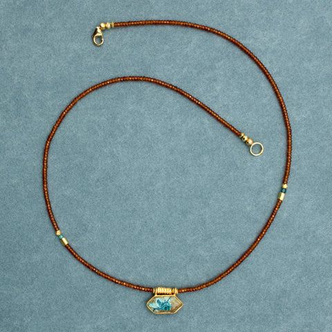 Hessonite Necklace with Chrysocolla Pendant