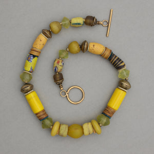 Chunky Yellow Trade Glass Necklace