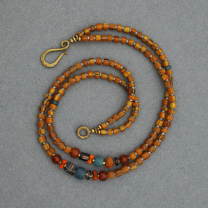 Double-Stranded Orange Venetian Glass Necklace