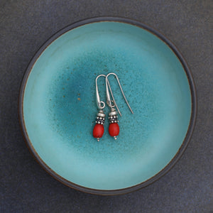 Sherpa Coral and Silver Earrings