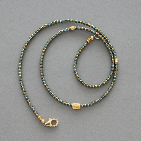 Green Hematite and Aztec Gold Necklace