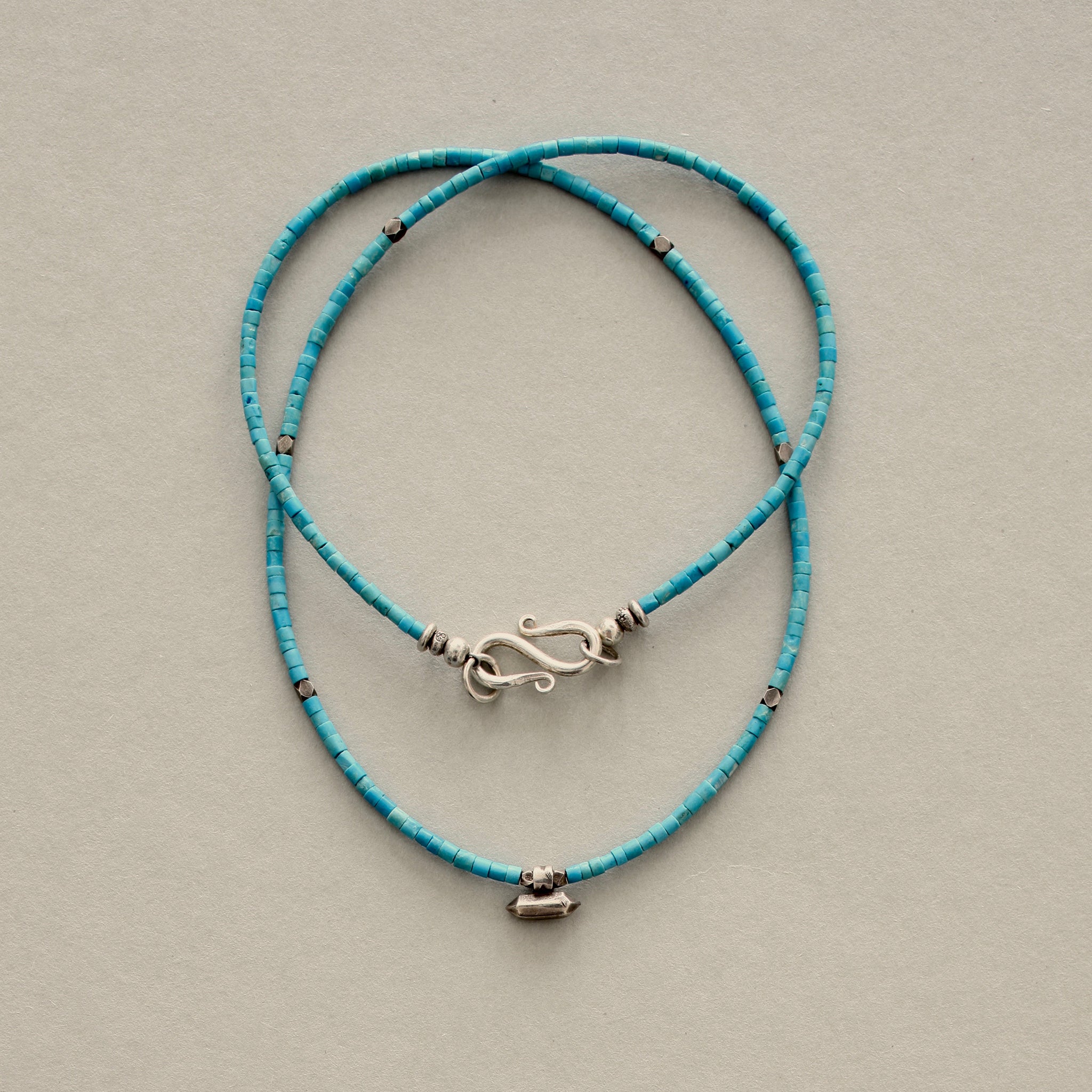 Turquoise Heishi and Silver Necklace