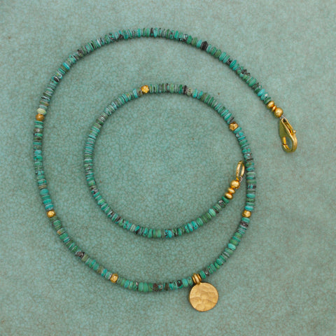 Green Turquoise and Sun Pendant Necklace