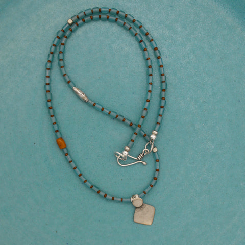 Venetian Glass and Silver Necklace