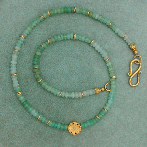 Chrysophrase and Bali Flower Necklace