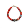 Red Bohemian Glas and Coral Bracelet