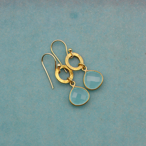 Faceted Chalcedony Drop Earrings