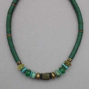 Green Mali Vinyl and Kano Bead Necklace