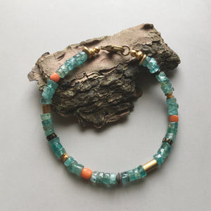 Apatite and Coral Bracelet