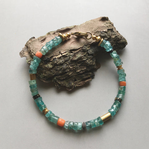 Apatite and Coral Bracelet