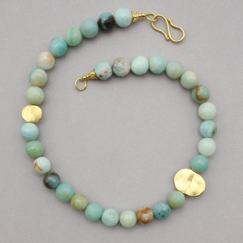 Faceted Peruvian Opal and Goldmoon Necklace